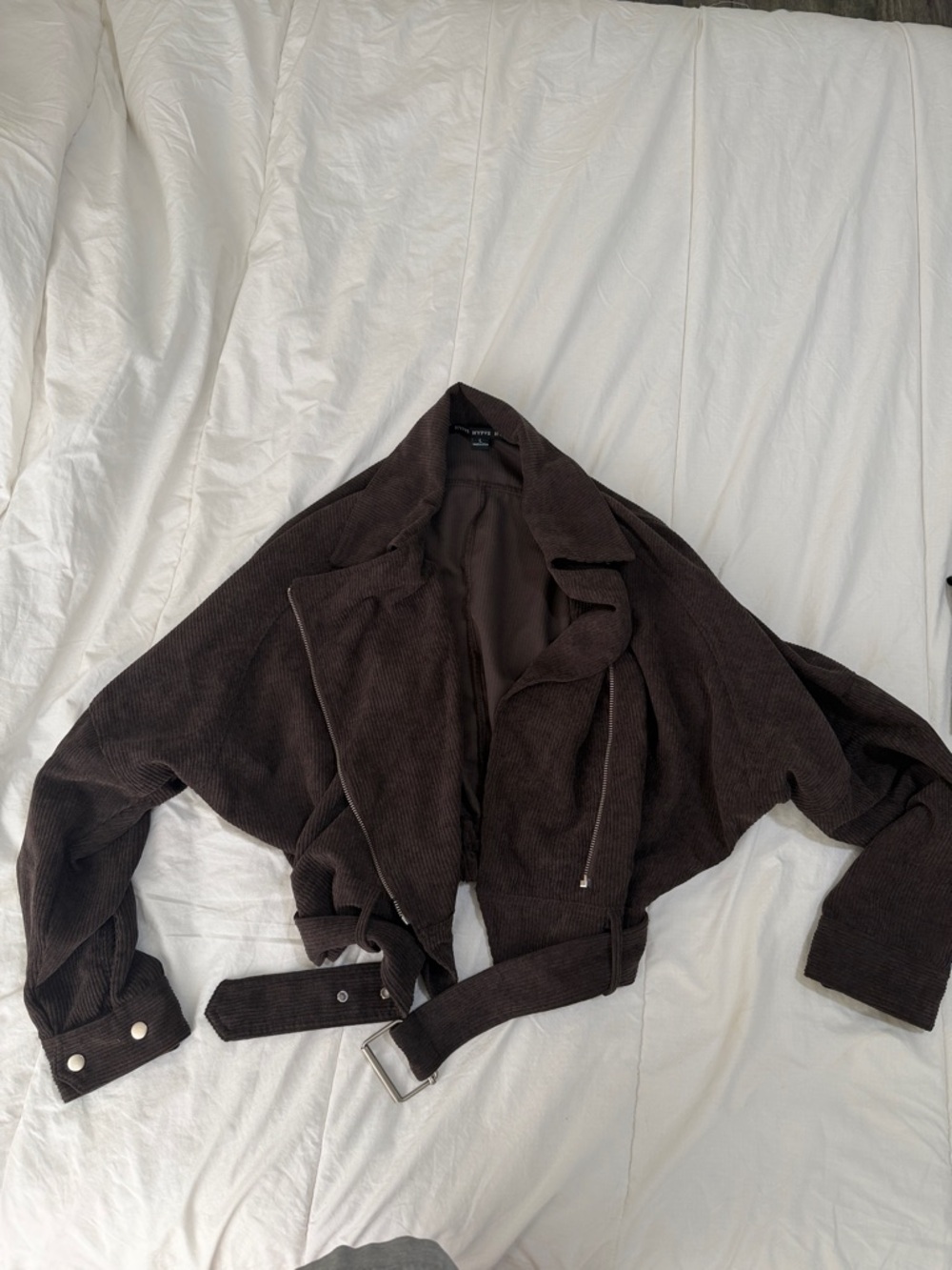 Dark Brown Women's Belted Corduroy Jacket